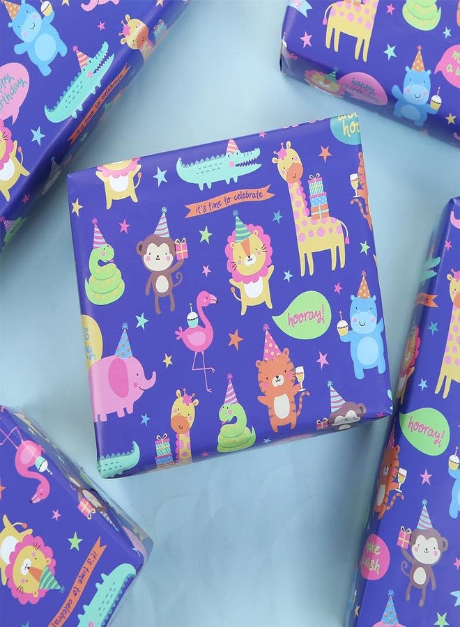 Boerni Wild Safari Zoo Jungles Animals Fun Gift Wrapping Paper 6 Sheets for Kids Boys Girls, Adorable Flamingo Gift Wrap for Birthday Baby Shower Children's Day Christmas Party, Folded Flat 20x28 Inches Per Sheet - Image 5